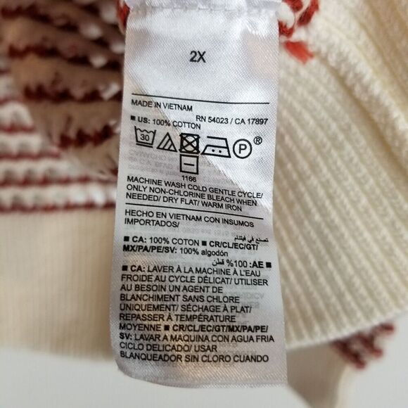 Old Navy Women' Plus Slouchy Popcorn Knit Dolman Sleeves Sweater Sz 2X Red White - Picture 6 of 6